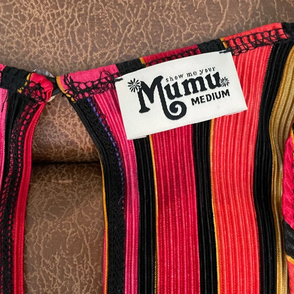 Show Me Your MuMu Multicolor Rainbow Stripe Long Sleeve Wrap Dress - Picture 5 of 5